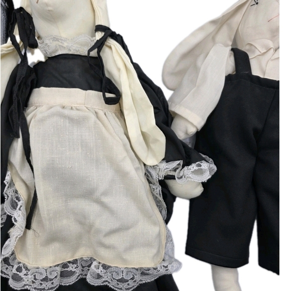 Vintage Easter Bunny Rabbits Folk Art Handmade Plush Rag Dolls Floppy Ear - Picture 7 of 10